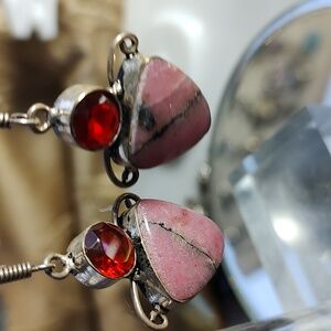Rhodochrosite & GARNET EARRINGS